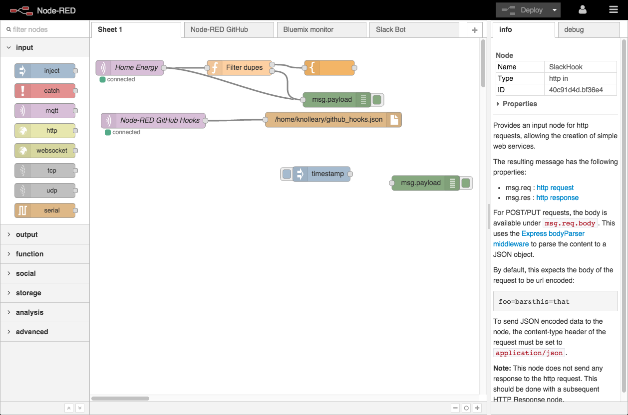 Node-RED: Low-code programming for event-driven applications.