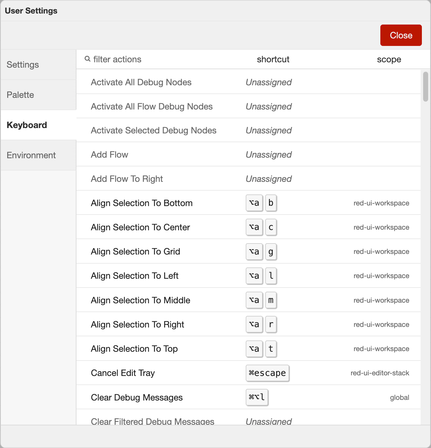 Keyboard settings