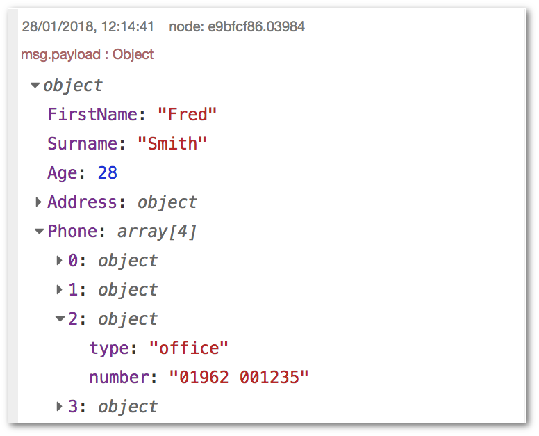 Array of String пример json. Json object function. Js object to array. Типы данных в node Red строк. Message node