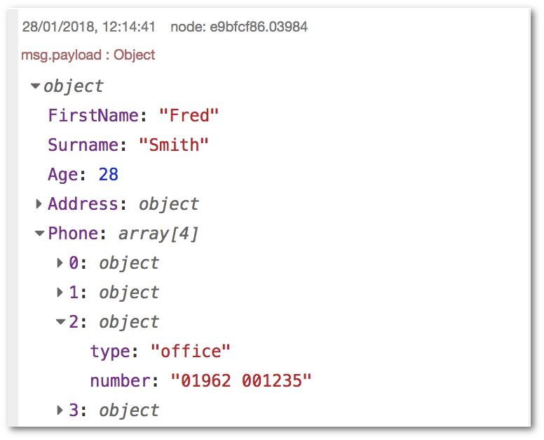 kranium Precipice Databasen Working with messages : Node-RED